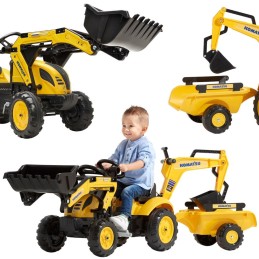 FALK Traktor na Pedały Komatsu z Łyżką Koparką i Przyczepą 2-5 lat