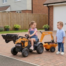 FALK Traktor na Pedały CASE z Łyżką Koparką i Przyczepą 2-5 lat