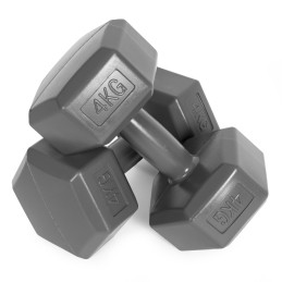 Hantle sześciokątne zestaw 2x4 kg ciężarki do ćwiczeń obciążniki fitness szare ModernHome