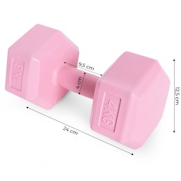 Hantle sześciokątne zestaw 2x4 kg ciężarki do ćwiczeń obciążniki fitness różowe ModernHome