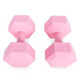 Hantle sześciokątne zestaw 2x5 kg ciężarki do ćwiczeń obciążniki fitness różowe ModernHome