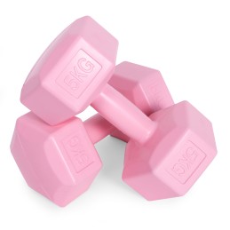 Hantle sześciokątne zestaw 2x5 kg ciężarki do ćwiczeń obciążniki fitness różowe ModernHome