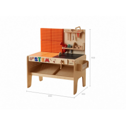 MASTERKIDZ Drewniany Warsztat XXL Montessori STEM z Narzędziami + Akcesoria