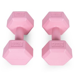 Hantle sześciokątne zestaw 2x2 kg ciężarki do ćwiczeń obciążniki fitness różowe MOVEPRO