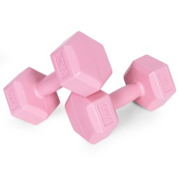 Hantle sześciokątne zestaw 2x2 kg ciężarki do ćwiczeń obciążniki fitness różowe MOVEPRO