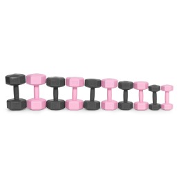 Hantle sześciokątne zestaw 2x2 kg ciężarki do ćwiczeń obciążniki fitness różowe MOVEPRO