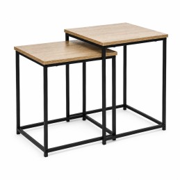 Stoliki kawowe rozkładane kwadratowe zestaw 2w1 jasny dąb loftowe ModernHome