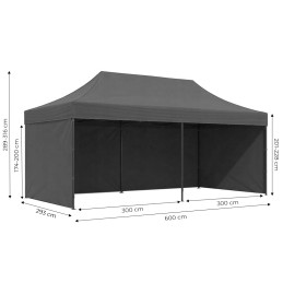 Pawilon ogrodowy eventowy automatyczny samorozkładalny namiot 3x6 m szary MultiGarden