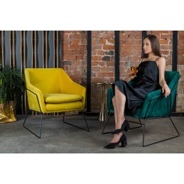 Fotel EMMA VELVET ciemny zielony -        welur, metal