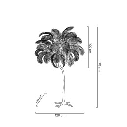Lampa podłogowa TIFFANY 175 różowa mosiądz / naturalne pióra