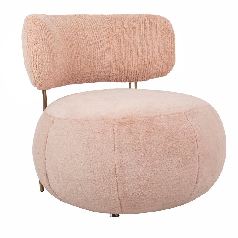 Fotel LOW TEDDY PINK różowy - stal