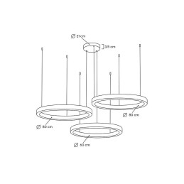 MOOSEE lampa wisząca RING 60 + 80 + 80    złota na jednej podsufitce