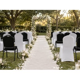 Zestaw krzesło bankietowe HERON czarne    + pokrowiec WEDING biały