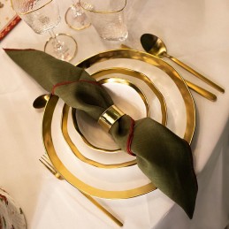 KARE komplet 2 talerzy BELL 38 cm         biało-złoty