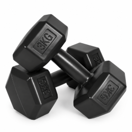 Hantle sześciokątne zestaw 2x3 kg ciężarki do ćwiczeń obciążniki fitness czarne MOVEPRO