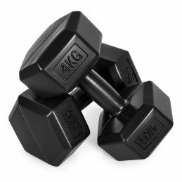 Hantle sześciokątne zestaw 2x4 kg ciężarki do ćwiczeń obciążniki fitness czarne MOVEPRO