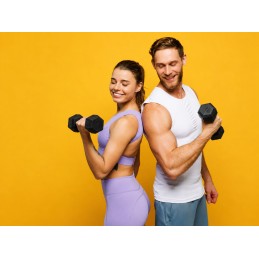 Hantle sześciokątne zestaw 2x5 kg ciężarki do ćwiczeń obciążniki fitness czarne MOVEPRO