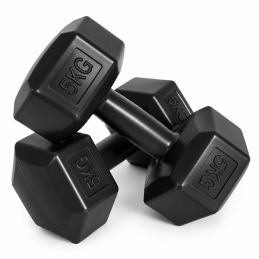 Hantle sześciokątne zestaw 2x5 kg ciężarki do ćwiczeń obciążniki fitness czarne MOVEPRO