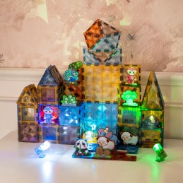 WOOPIE Klocki Magnetyczne Konstrukcyjne Świecące 3D Świat Zwierząt 124el.