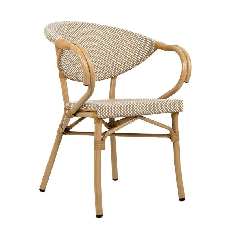 Krzesło ogrodowe CAFE BISTRO PARIS ARM    beżowe rattan