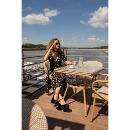 Krzesło ogrodowe CAFE BISTRO PARIS ARM    beżowe rattan
