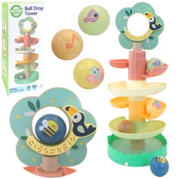 WOOPIE GREEN Drewniany Kulodrom Tor Kulkowy Sensoryczny Edukacyjny 6 el.