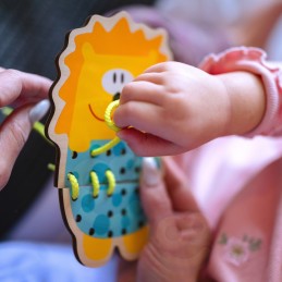 WOOPIE GREEN Drewniana Sznurowanka 5w1 Zwierzątka do Nawlekania