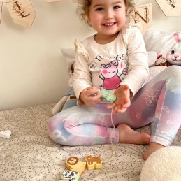 WOOPIE GREEN Drewniana Nawlekanka Klocki Przeplatanka ZOO Montessori 13 el.