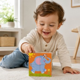 Viga Drewniana układanka Zoo Puzzle  4 klocki