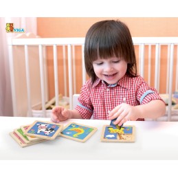 VIGA Drewniane Puzzle Układanka Edukacyjna Żyrafa 4 el. Montessori