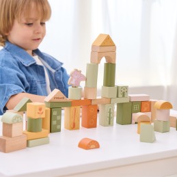 VIGA PolarB Drewniane Klocki Bloki Montessori Zwierzęta 50 el.