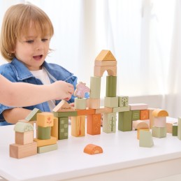 VIGA PolarB Drewniane Klocki Bloki Montessori Zwierzęta 50 el.