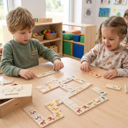 VIGA Drewniane Domino 2w1 Zwierzęta i Liczby