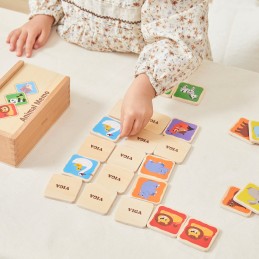 Viga  Drewniana Gra Pamięciowa Memo Zwierzątka Edukacyjna Dzieci 3+