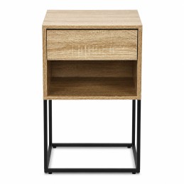 Szafka nocna z szufladą i półką stolik do sypialni salonu jasny dąb loftowy ModernHome