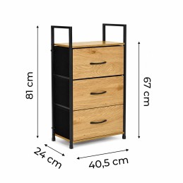 Szafka z 3 szufladami materiałowymi regał cm organizer tekstylny loft ModernHome