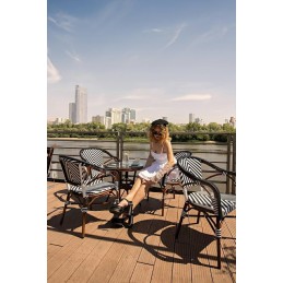 Zestaw 4 krzeseł ogrodowych CAFE AZURE    biały / czarny