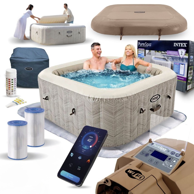Nadmuchiwane SPA kwadratowe basen z hydromasażem 4 os. 175x71 cm akcesoria premium INTEX 28446
