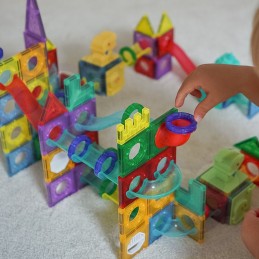 WOOPIE Klocki Magnetyczne Konstrukcyjne 3D Zestaw Edukacyjny Tor Kulkowy 170el.