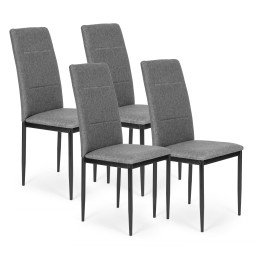 Komplet 4 krzeseł krzesło do jadalni i salonu szare ModernHome