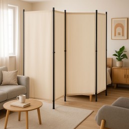 Składany parawan ogrodowy pokojowy 4-panelowy 167x216 cm beżowy MultiGarden