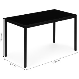 Stół do kuchni jadalni dla 4-5 osób biurko komputerowe 120x60 cm czarny ModernHome
