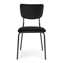 Komplet 4 krzeseł welurowych do jadalni i salonu czarne ModernHome