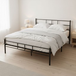 Łóżko metalowe 140x200 cm ze stelażem czarna rama ModernHome