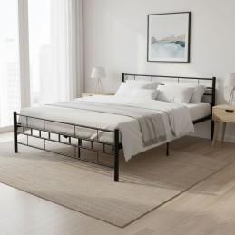 Łóżko metalowe 160x200 cm ze stelażem czarna rama ModernHome