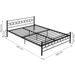 Łóżko metalowe 160x200 cm ze stelażem czarna rama ModernHome