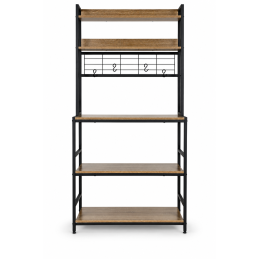 Regał kuchenny z półkamni stojak 84 cm 6 poziomów haczyki loft jasny dąb ModernHome