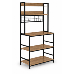 Regał kuchenny z półkamni stojak 84 cm 6 poziomów haczyki loft jasny dąb ModernHome