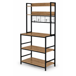 Regał kuchenny z półkamni stojak 84 cm 6 poziomów haczyki loft jasny dąb ModernHome