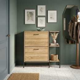 Szafka na buty z regałem komoda do przedpokoju loft jasny dąb ModernHome
